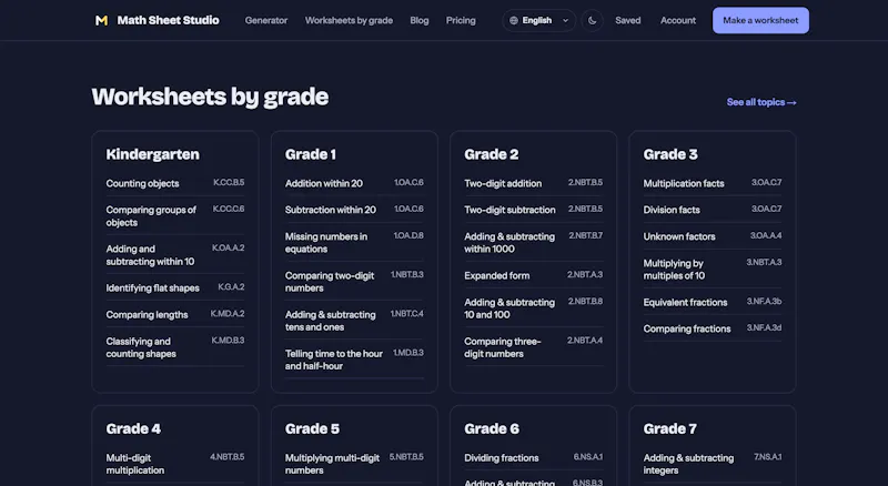 Math Sheet Studio screenshot 1