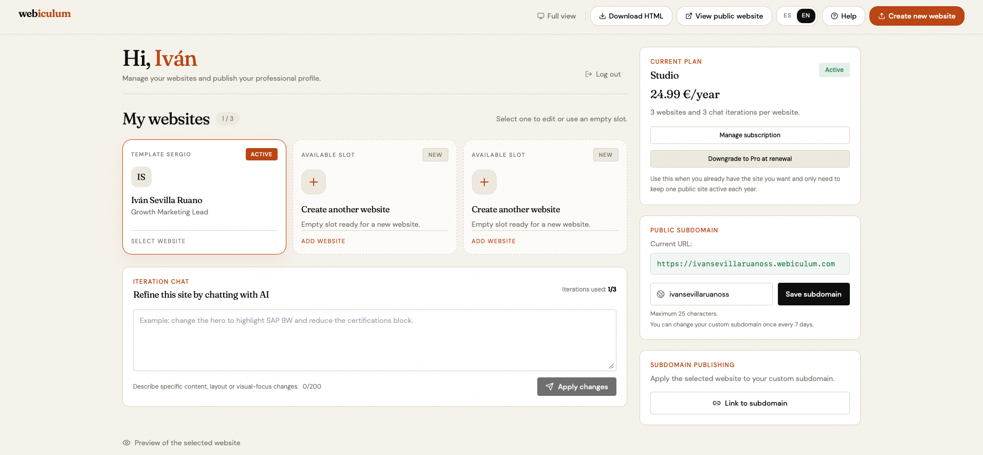 Webiculum - Screenshot 2 showing product features and functionality