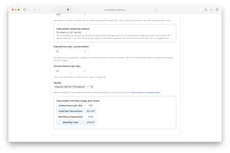 OpenAI GPT-3 Chatbot Cost Calculator gallery image