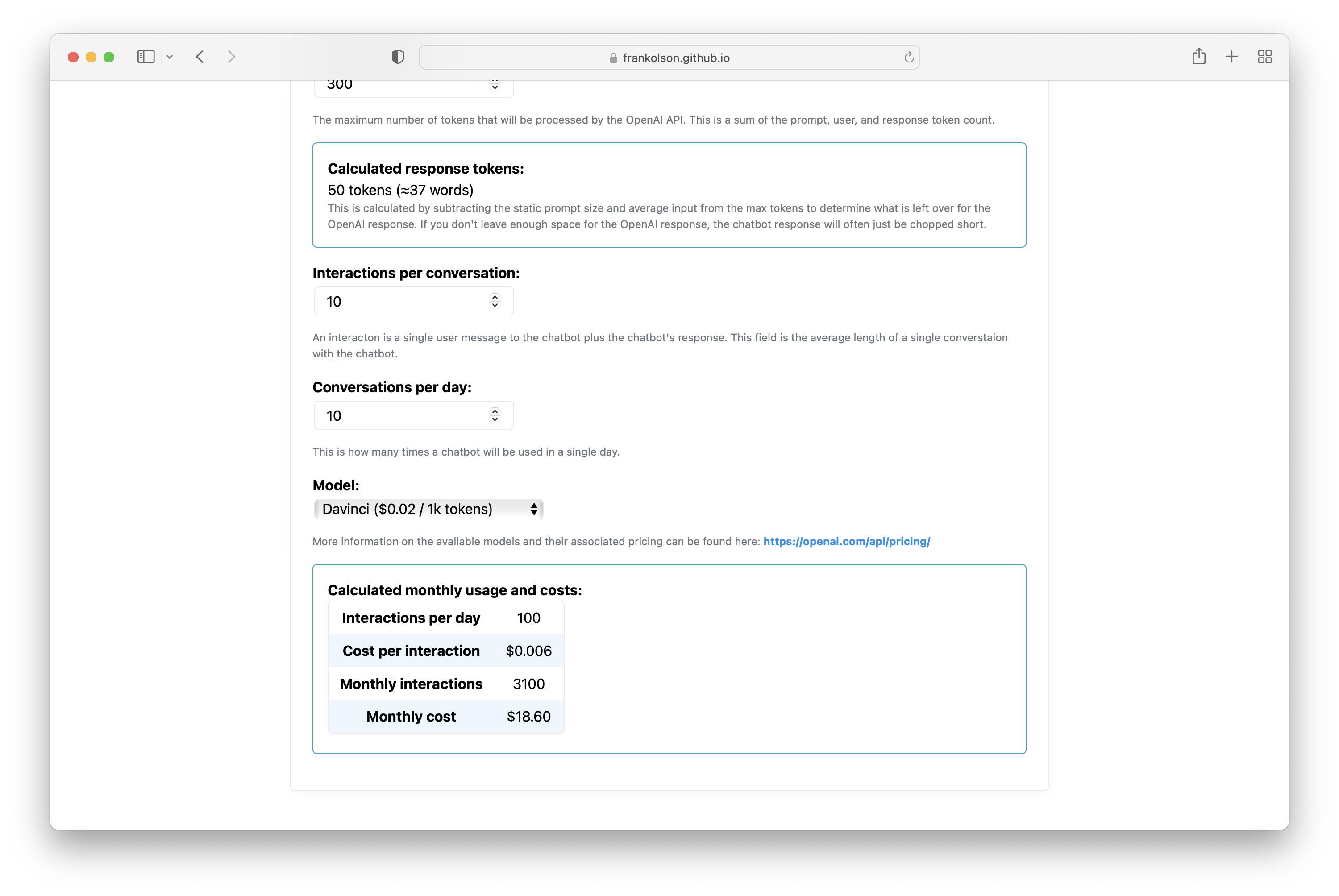 Operai GPT-3 Chatbot Cost Calculator - Estime los costos de usar el modelo GPT-3 para un chatbot. media 2