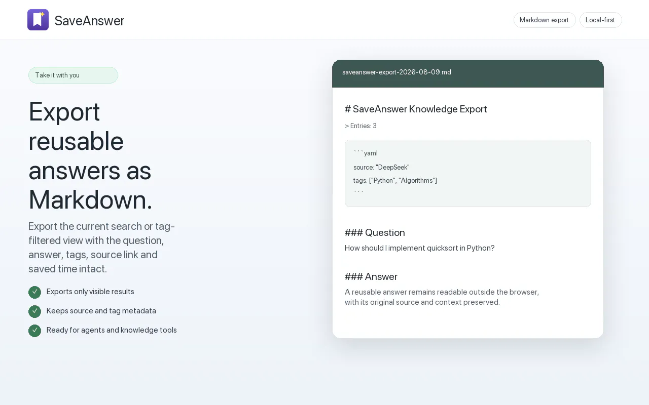 SaveAnswer gallery image