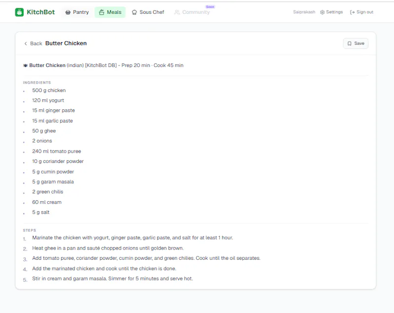 KitchBot screenshot 3