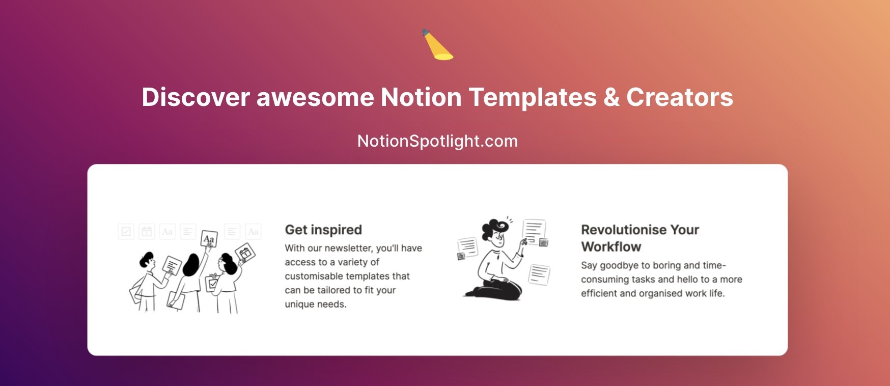 NotionsPotlight - ค้นพบเทมเพลตความคิดที่ยอดเยี่ยมและผู้สร้าง🔦 media 1