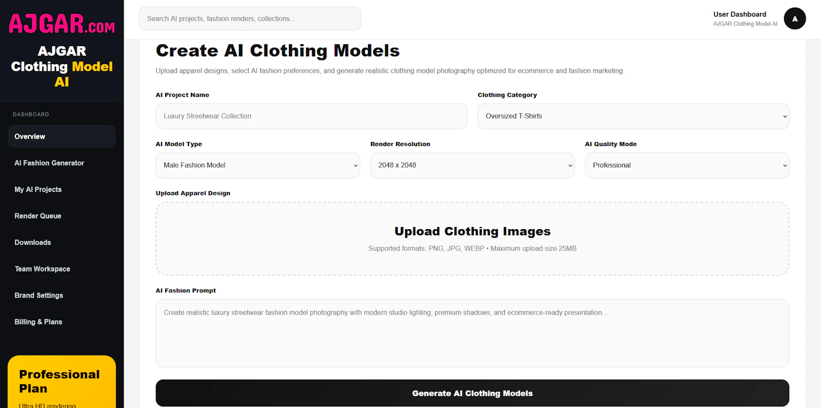 AJGAR Clothing Model AI screenshot 2