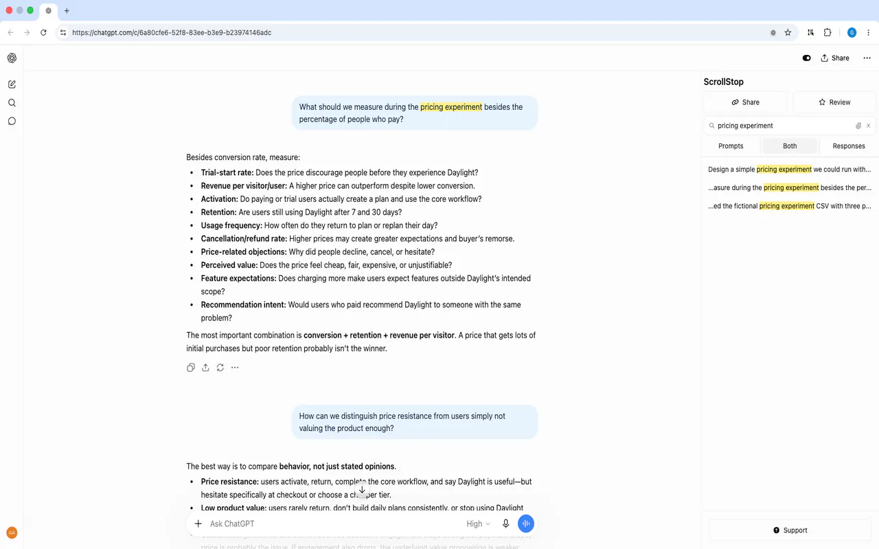 ScrollStop: Navigate Long ChatGPT Chats screenshot