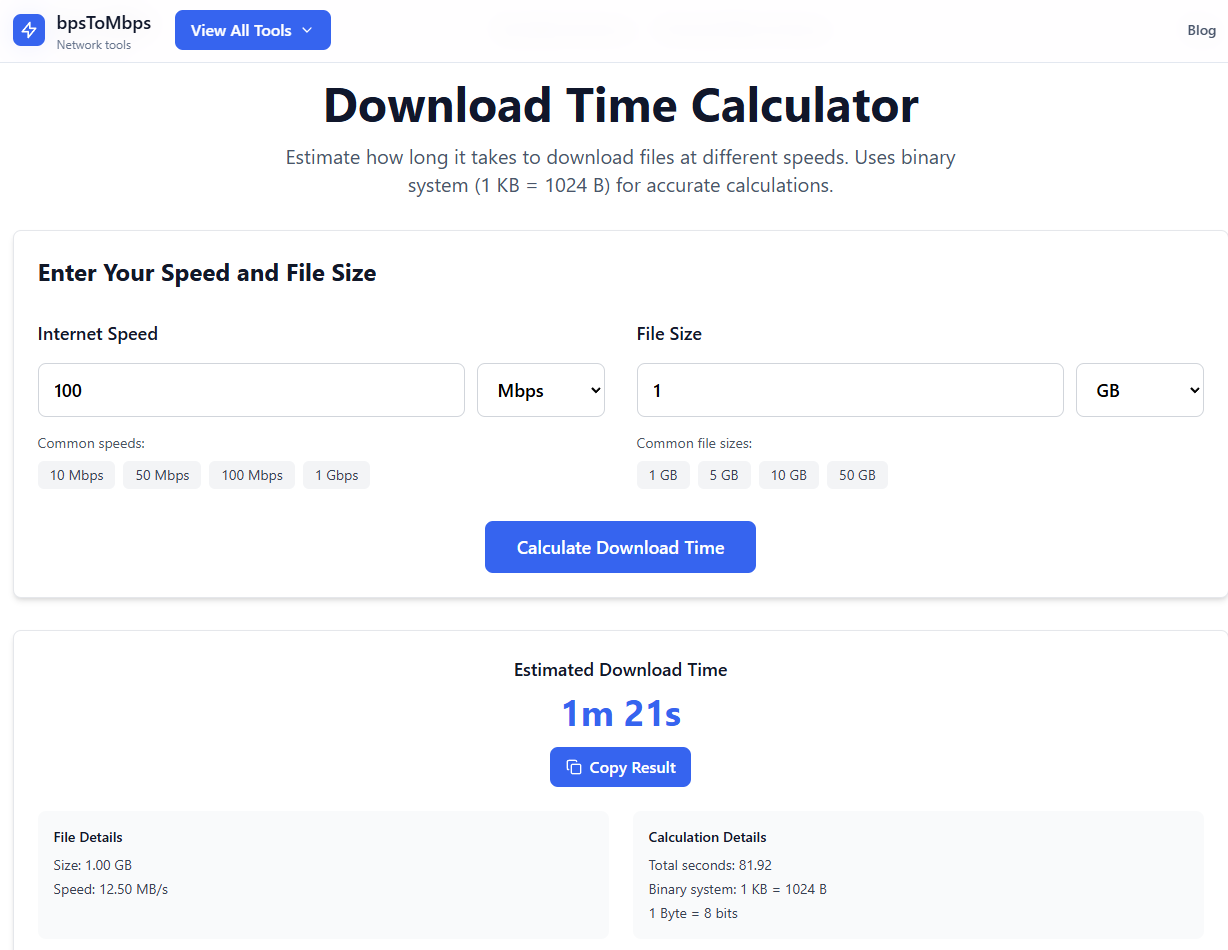 Média convertisseur BPS à MBPS - Calculatrice de bande passante en ligne gratuite 3
