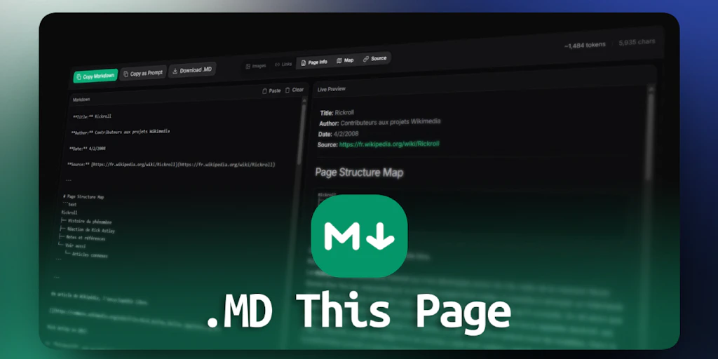 .MD This Page:立即將任何網頁轉換為乾淨的 Markdown 格式