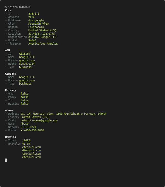 IPinfo CLI gallery image