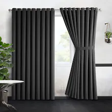 Dark Grey Blackout Eyelet Curtains gallery image