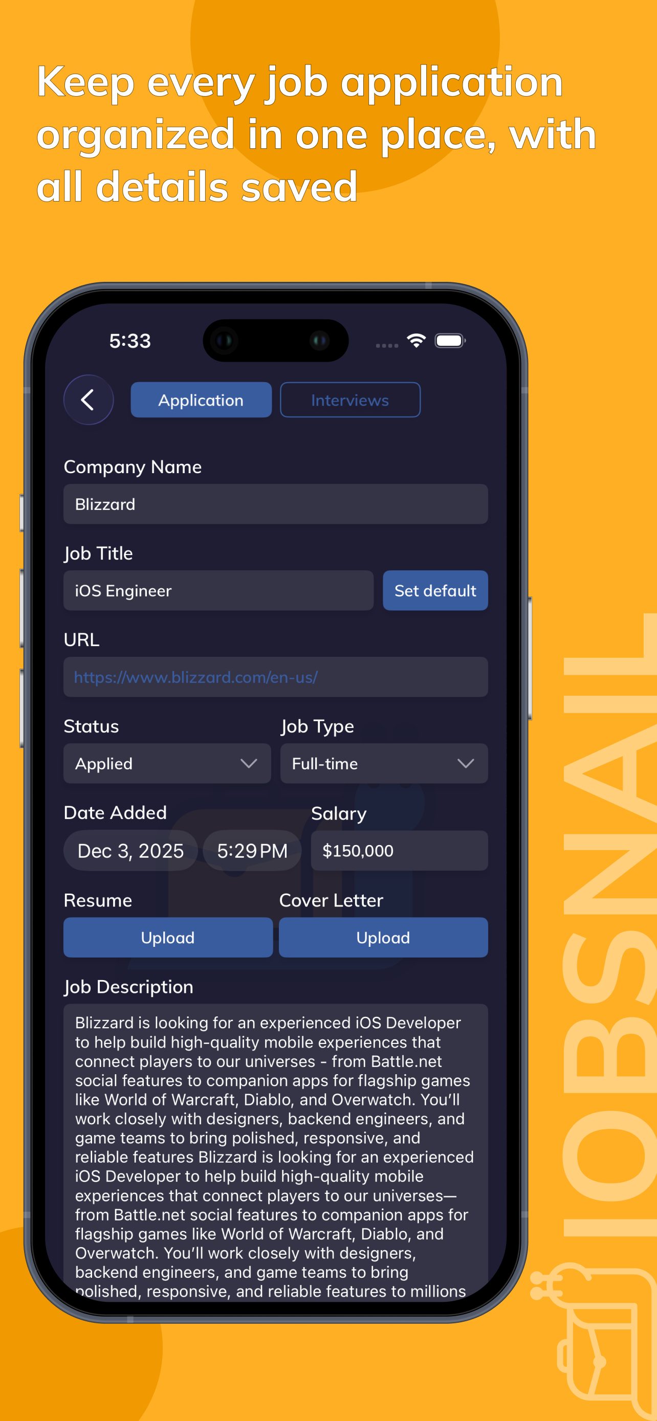 JobSnail - Screenshot 2 showing product features and functionality