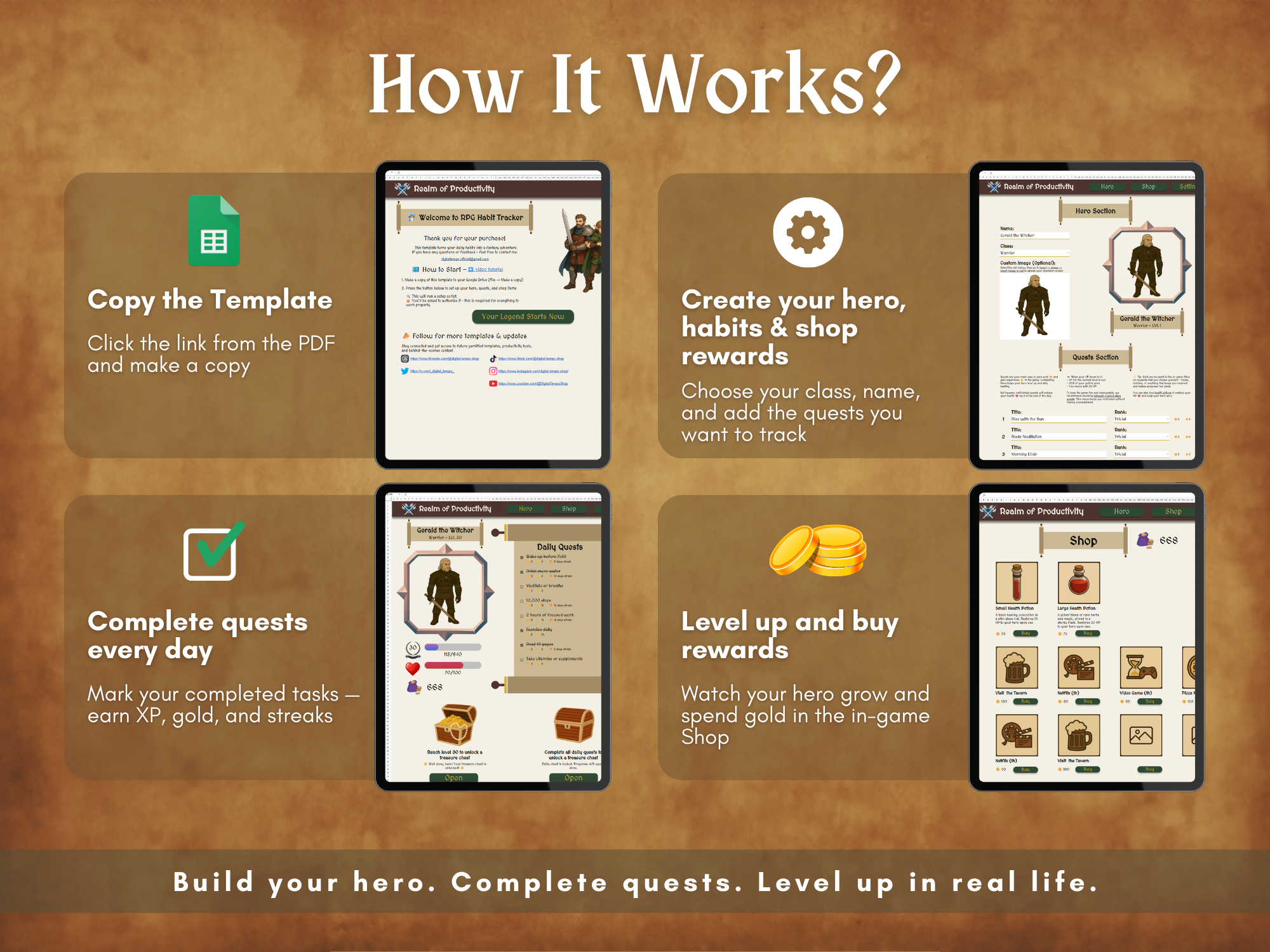 Habit Tracker as an RPG in Google Sheets gallery image