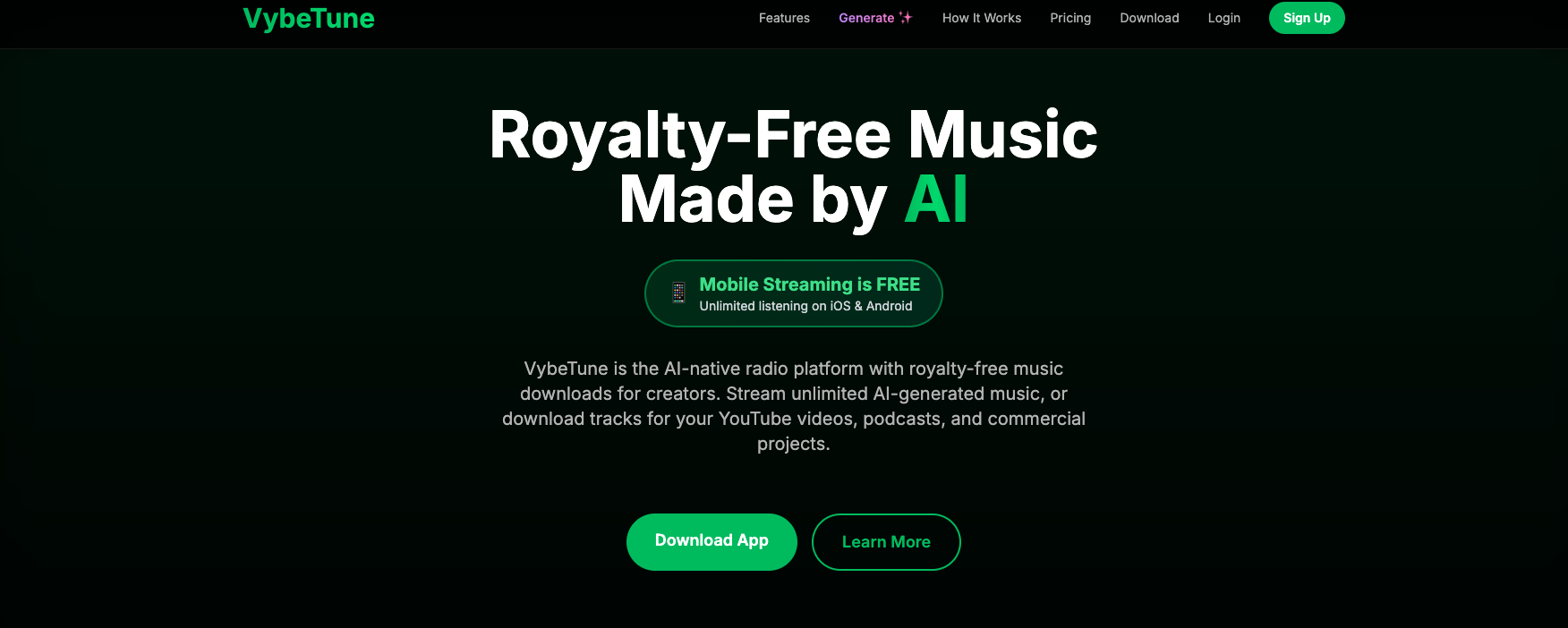 Vybetune - Main product screenshot demonstrating key features and user interface