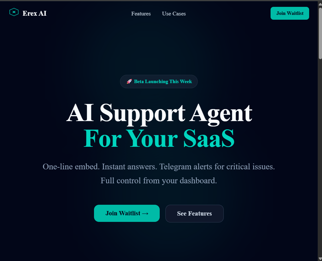 Erex AI - Main product screenshot demonstrating key features and user interface