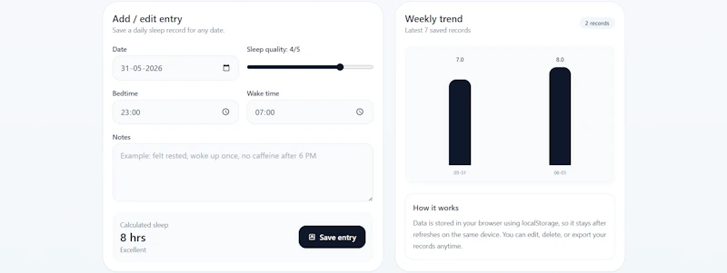 Sleep Habit Tracker screenshot 2
