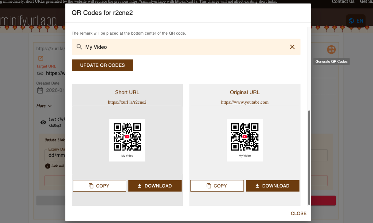 MinifyURL - Screenshot 4 showing product features and functionality