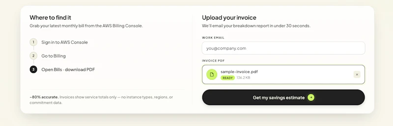 AWS Savings Calculator by Usage AI screenshot 2