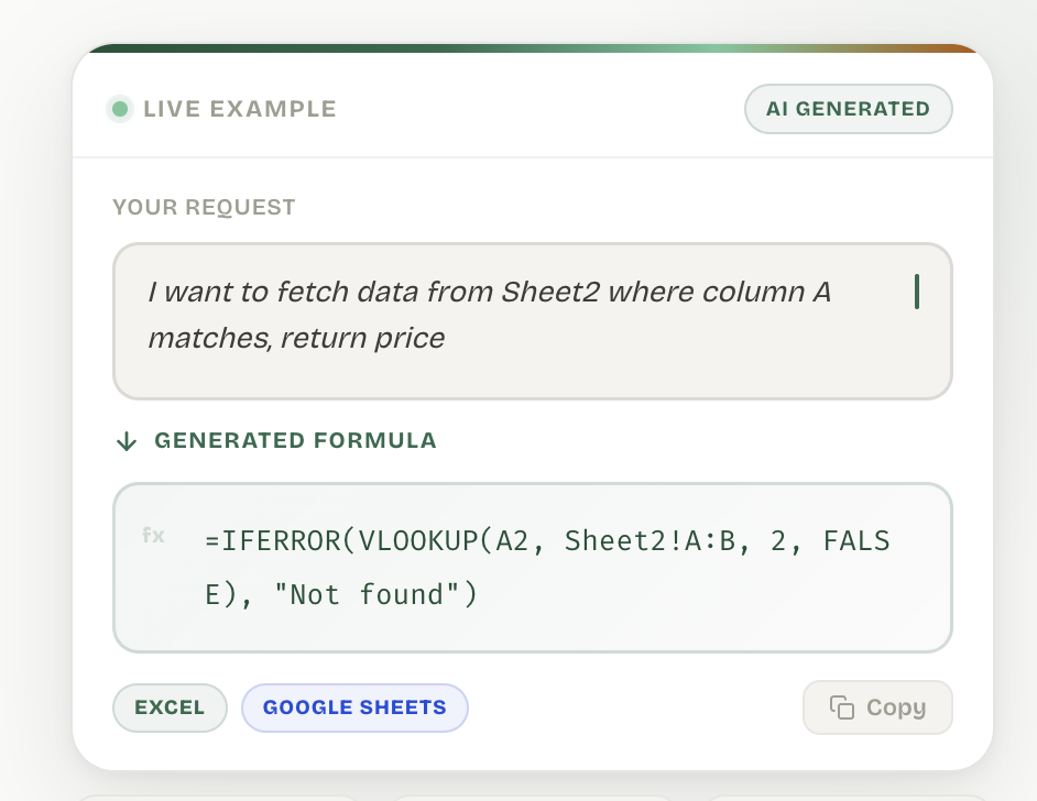 ExcelForm — AI Formula Generator gallery image
