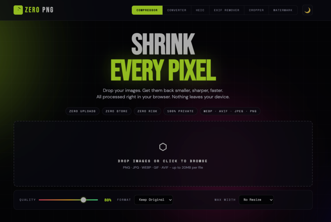 Zero PNG - Main product screenshot demonstrating key features and user interface