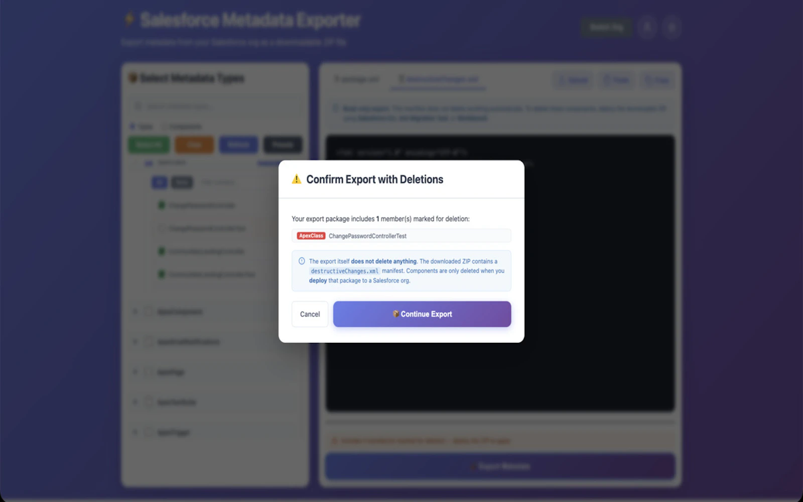 Salesforce Metadata Exporter screenshot 3