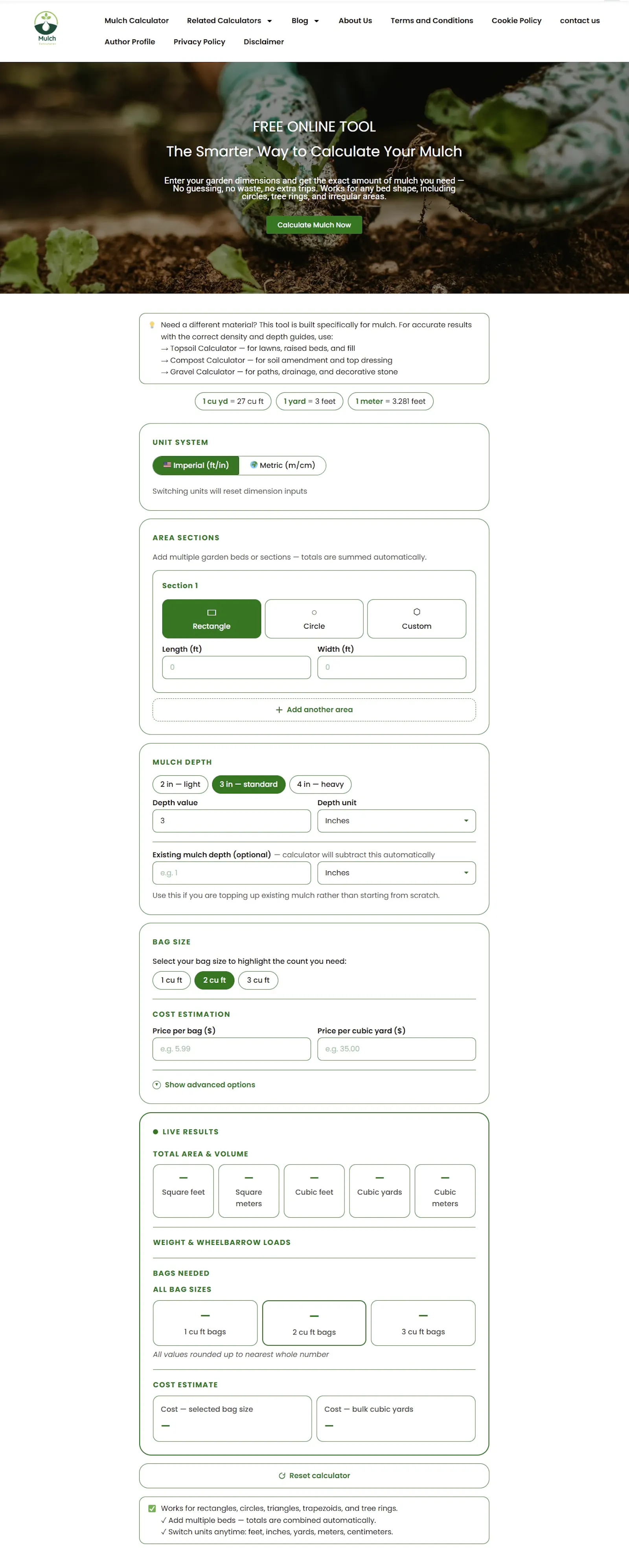 Mulch Calculator Online screenshot 2