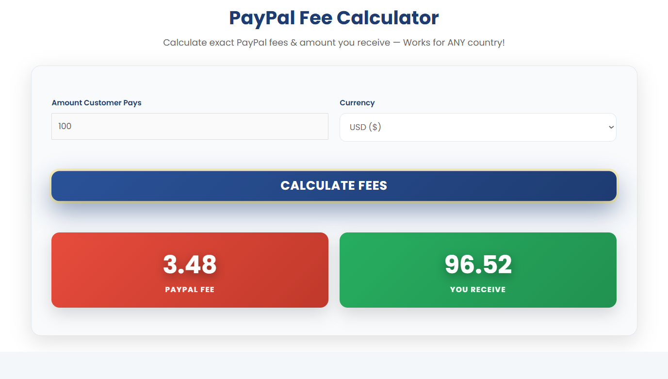 Paypal fee calculator - Ease Tools - Main product screenshot demonstrating key features and user interface