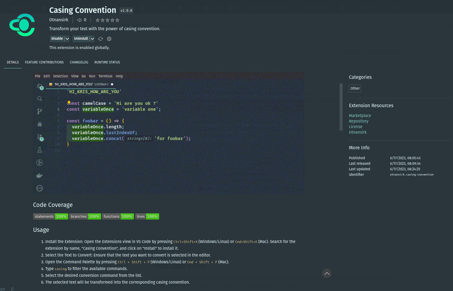 Vscode套管惯例 - 用外壳惯例的力量改变文本媒体1