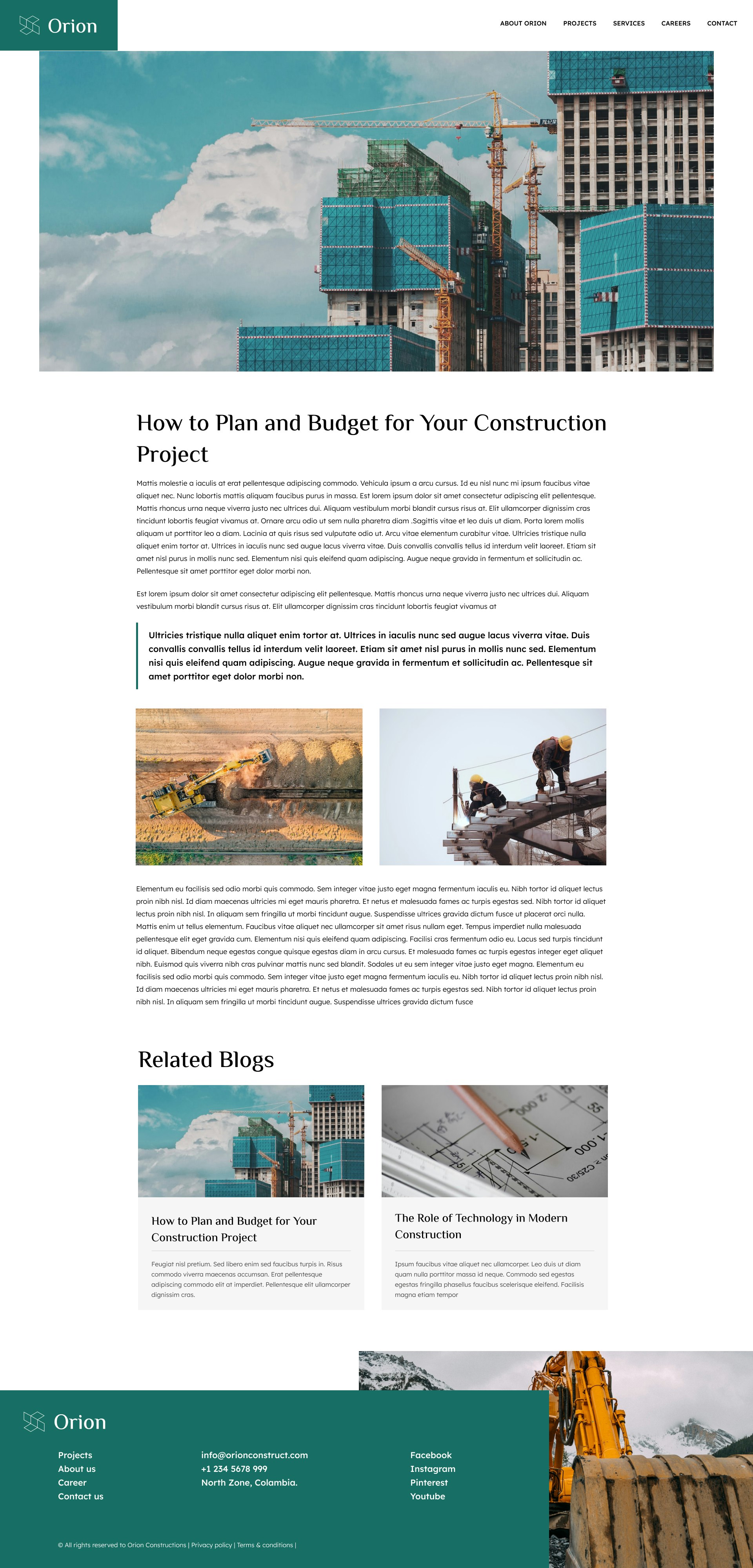 Mídia 10 de Modelo HTML do Site de Construção Orion