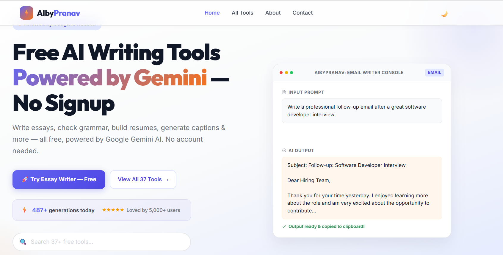AIbyPranav — 37+ Free AI Tools gallery image