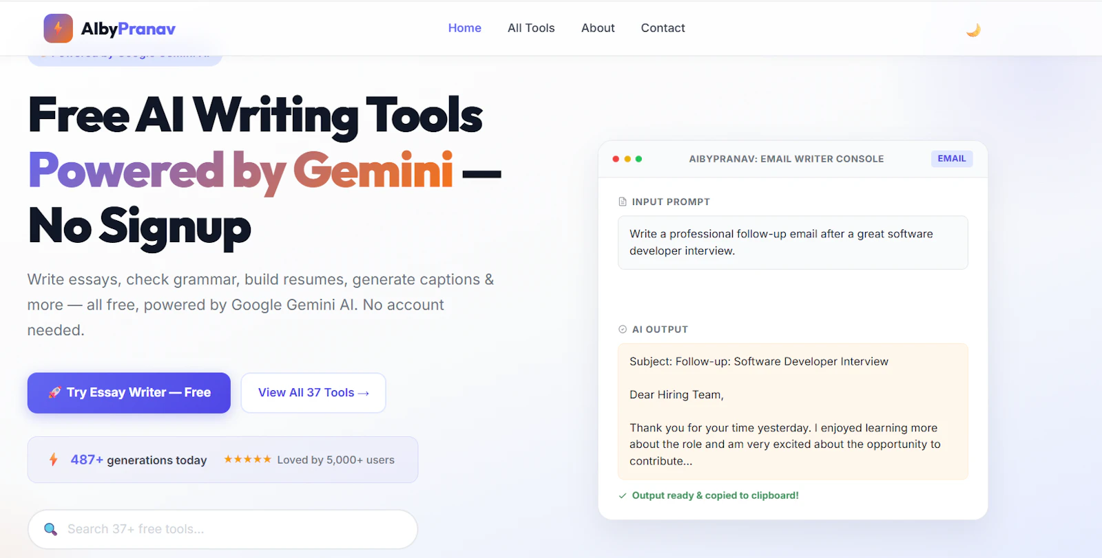 AIbyPranav — 37+ Free AI Tools screenshot 1