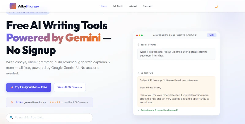 AIbyPranav — 37+ Free AI Tools screenshot 1