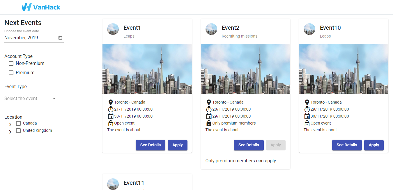 VanHackathon - Calendar Page gallery image