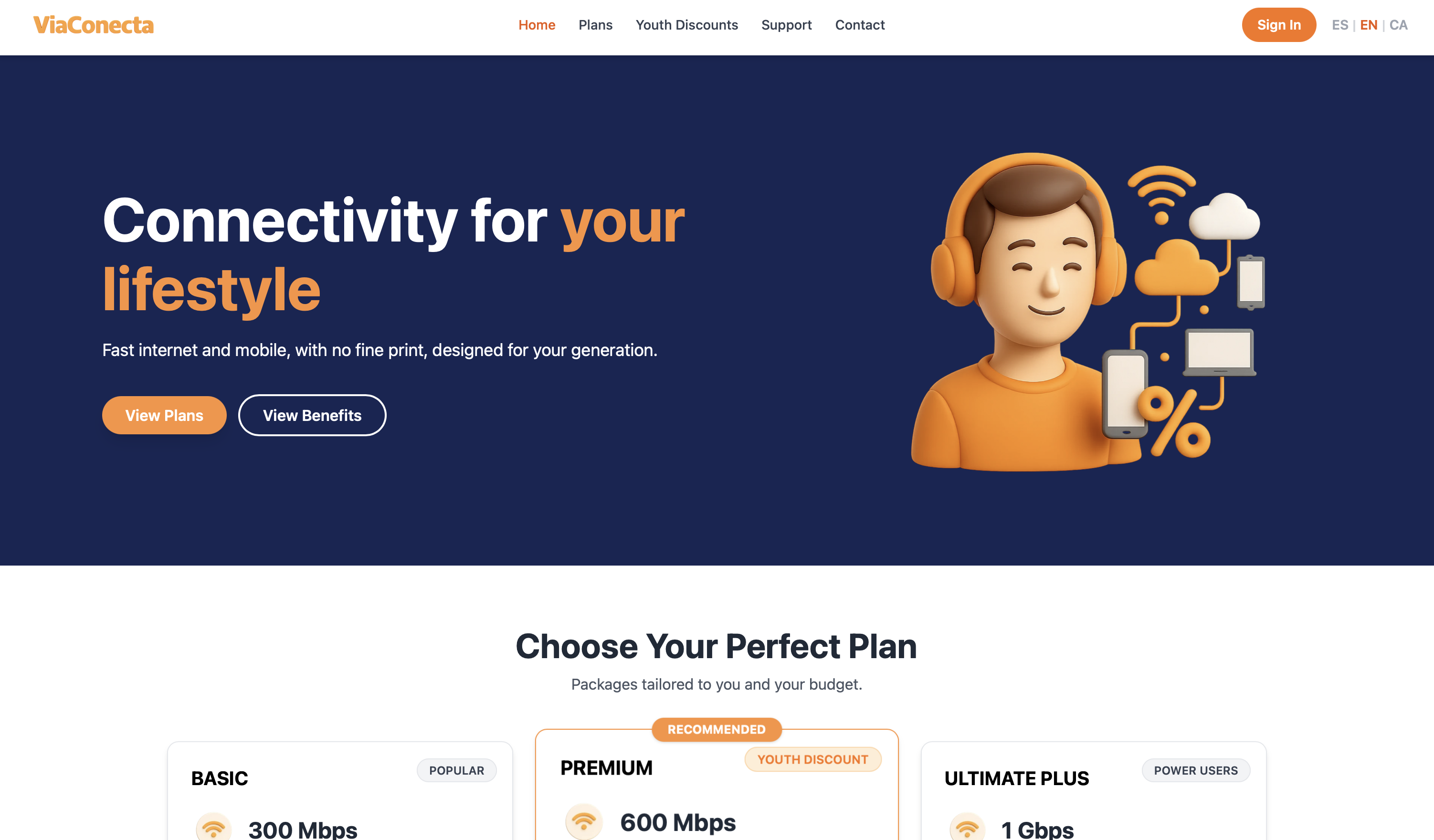 ViaConecta - Main screenshot showing features and interface