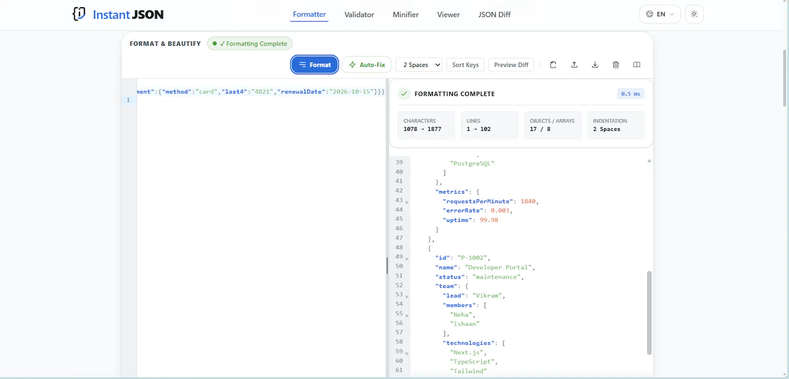 Instant JSON Formatter screenshot 3