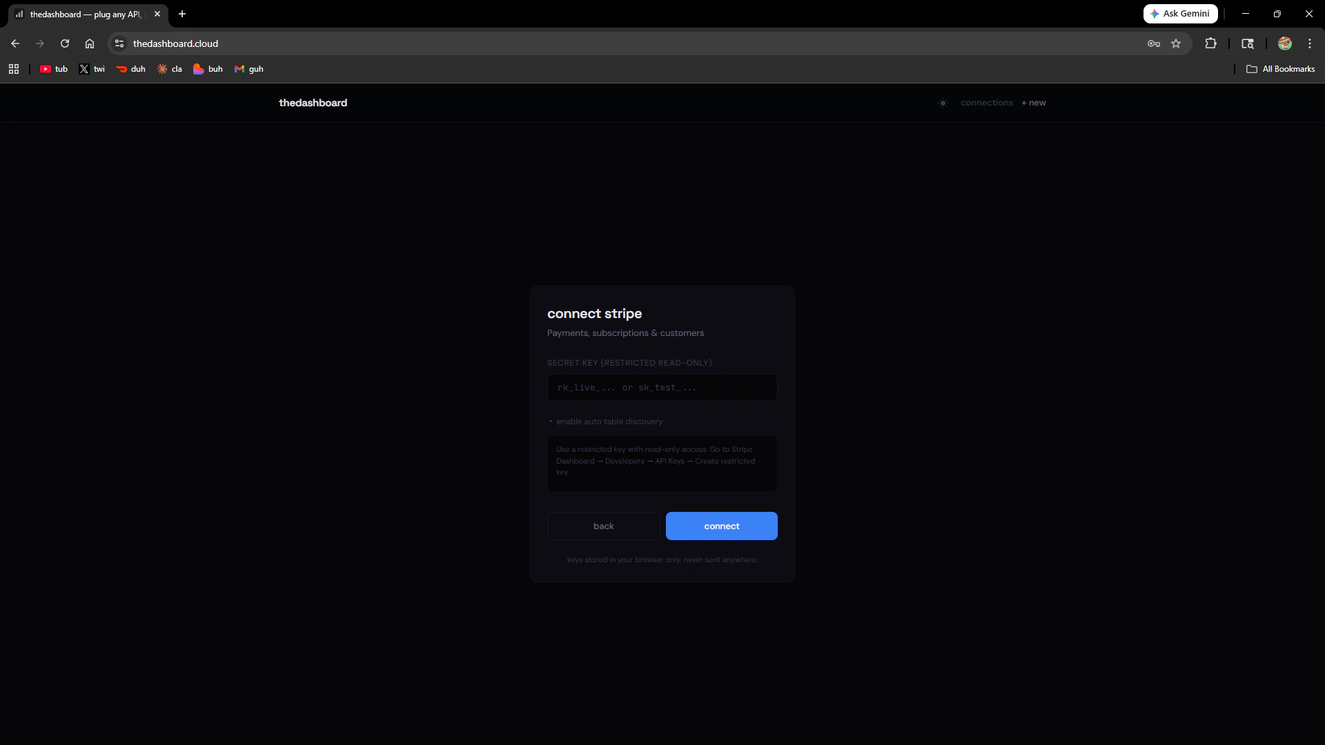 thedashboard. plug any API, see the data screenshot 3
