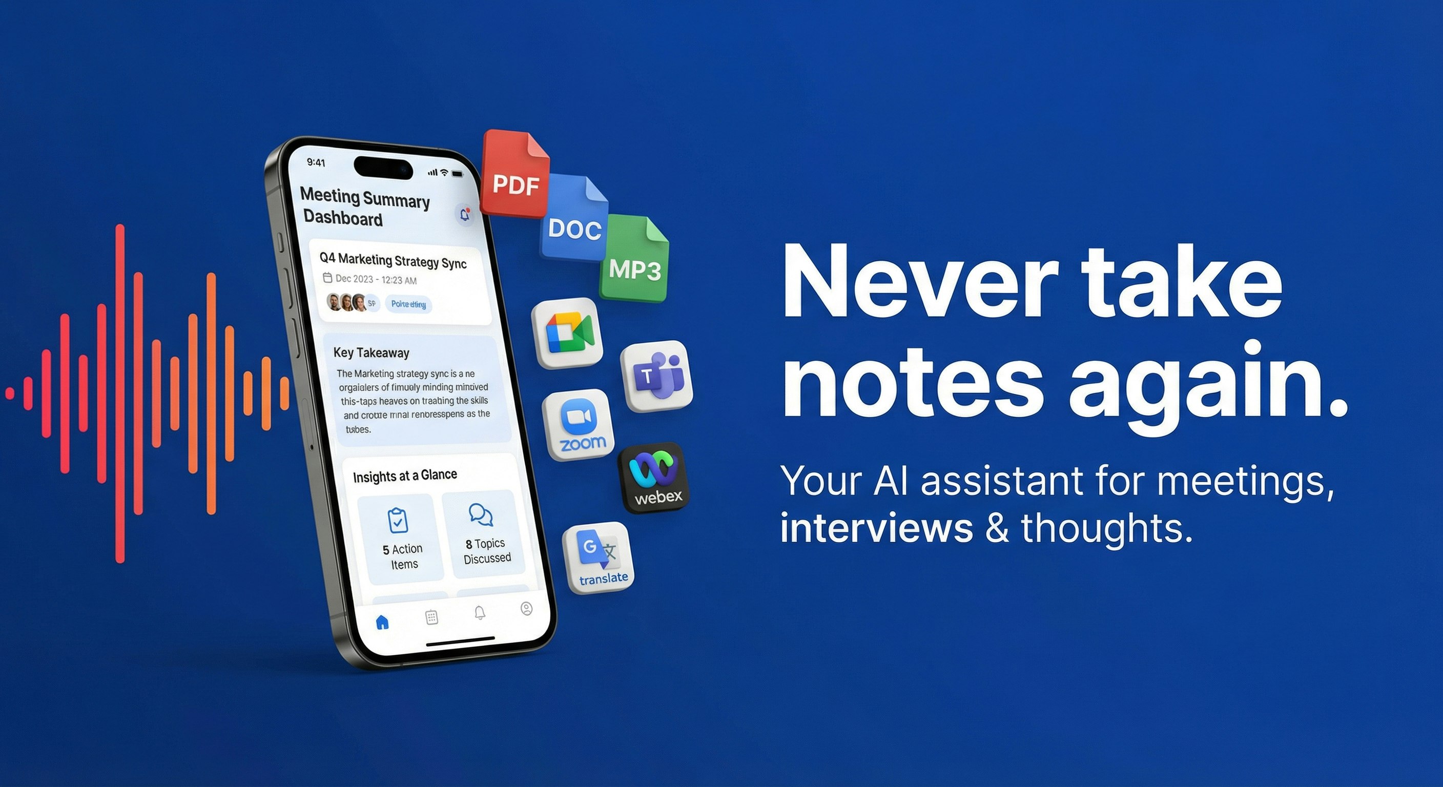 TranscriptAI - Main product screenshot demonstrating key features and user interface