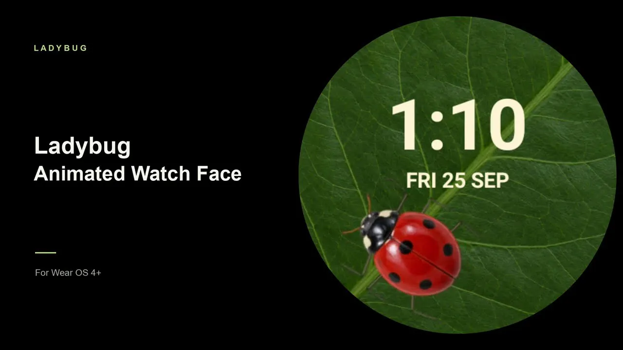 Ladybug Animated Wear OS Watch Face gallery image