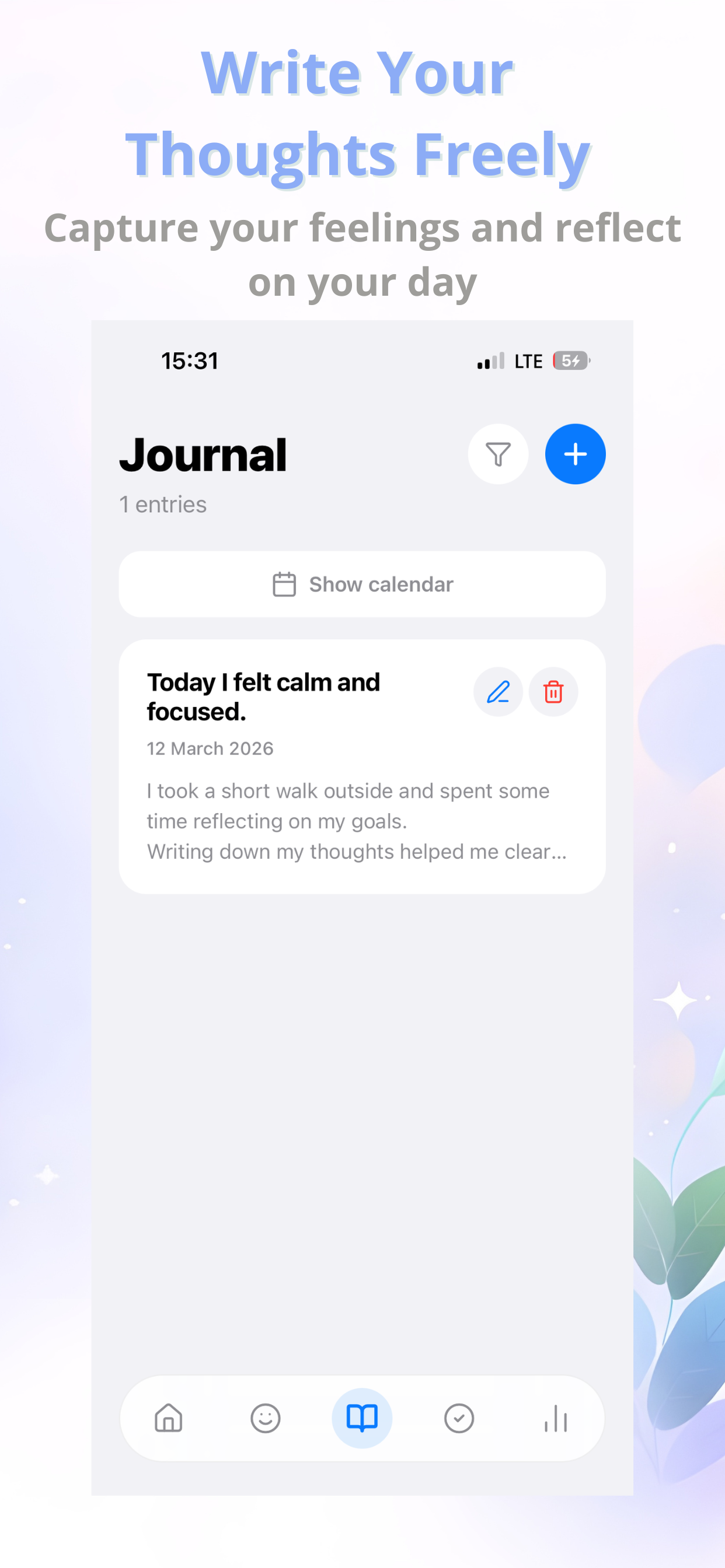 Mindful Journal – Mood & Habits - Main product screenshot demonstrating key features and user interface