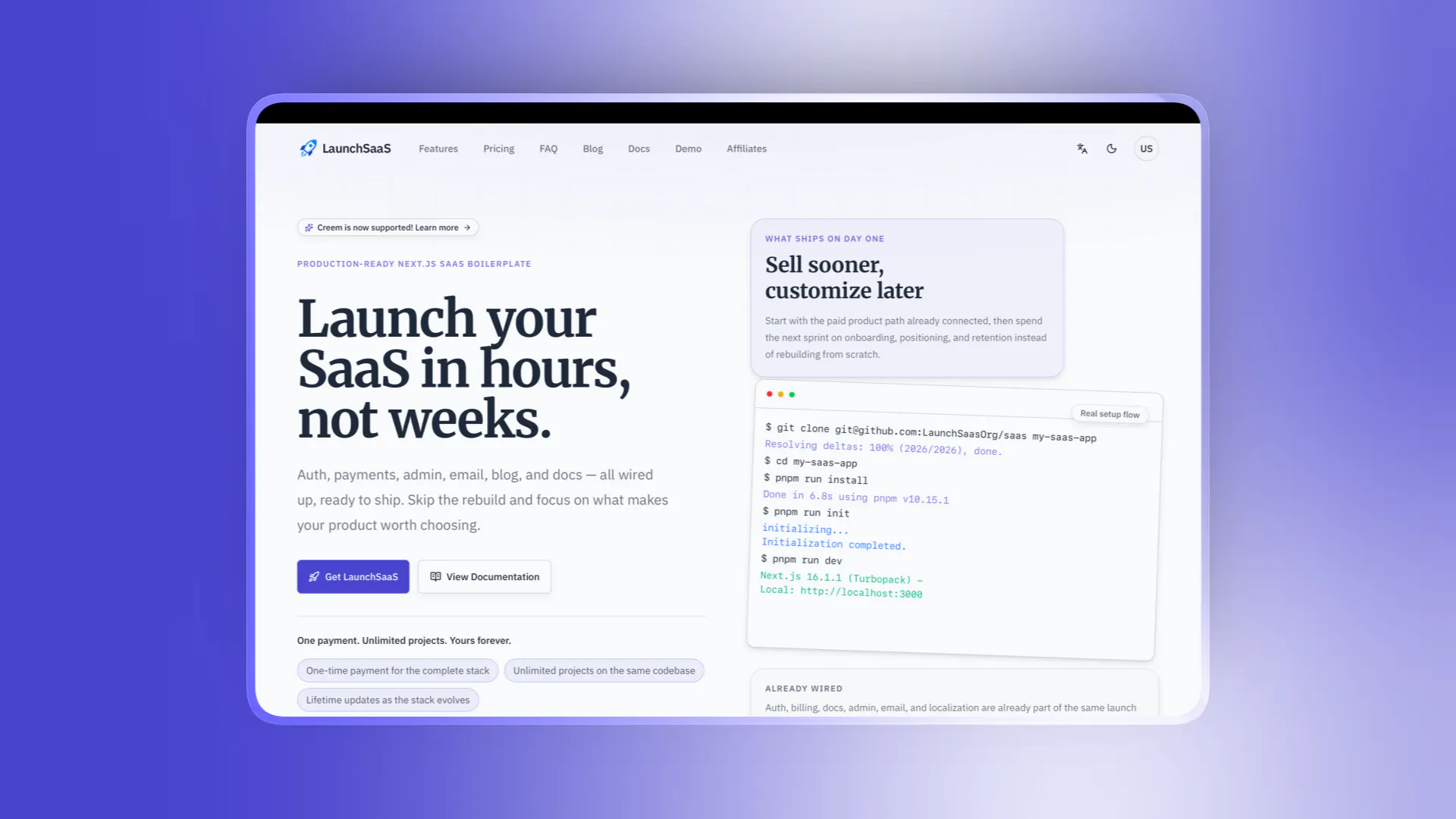 LaunchSaaS 제품 배너