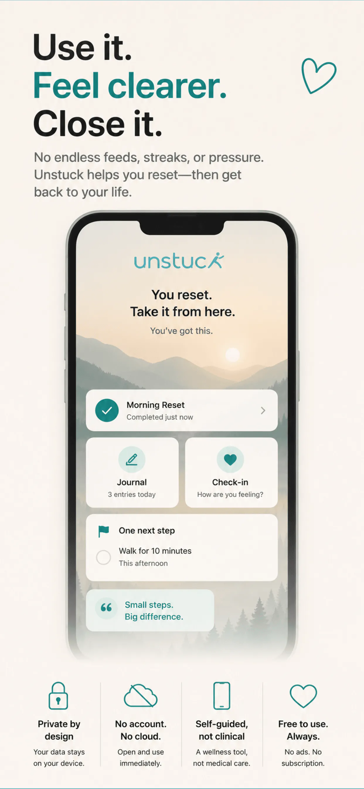 Unstuck: Private Mental Reset App gallery image