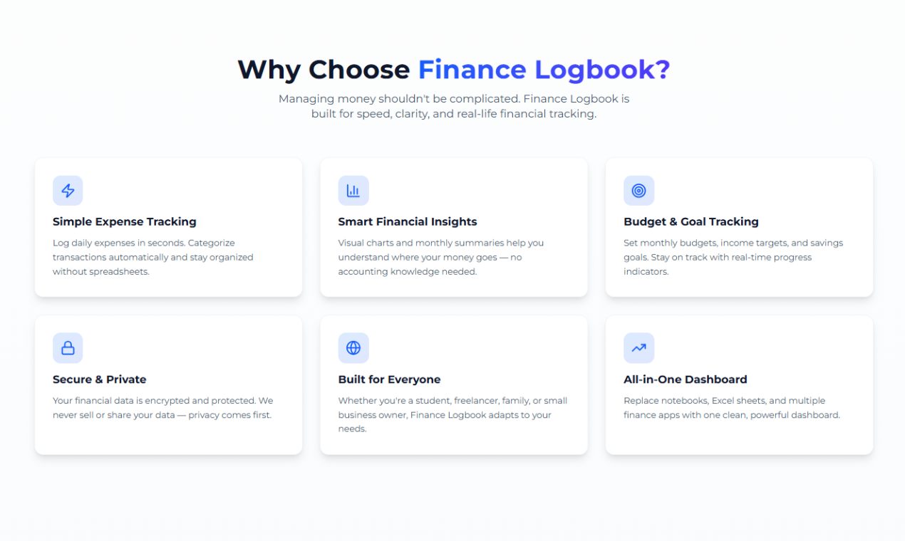 Finance Logbook - Screenshot 2 showing product features and functionality