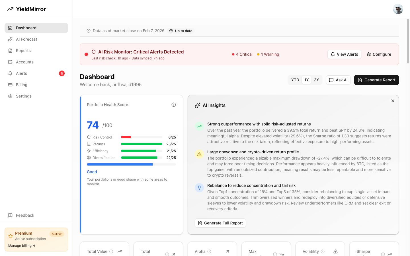 YieldMirror - Screenshot 3 showing product features and functionality