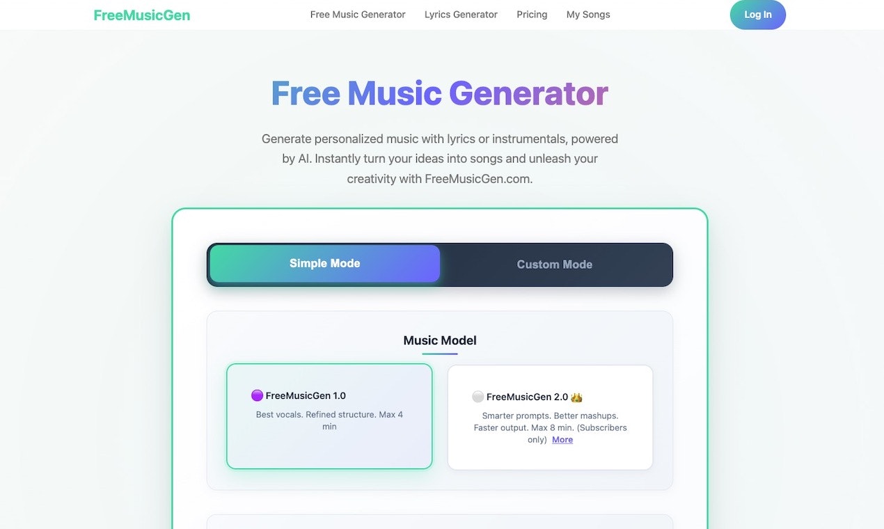 Média Freemusicgen.com - générateur de musique gratuit - Générateur de musique AI, Custom Song AI, créateur instrumental AI 1