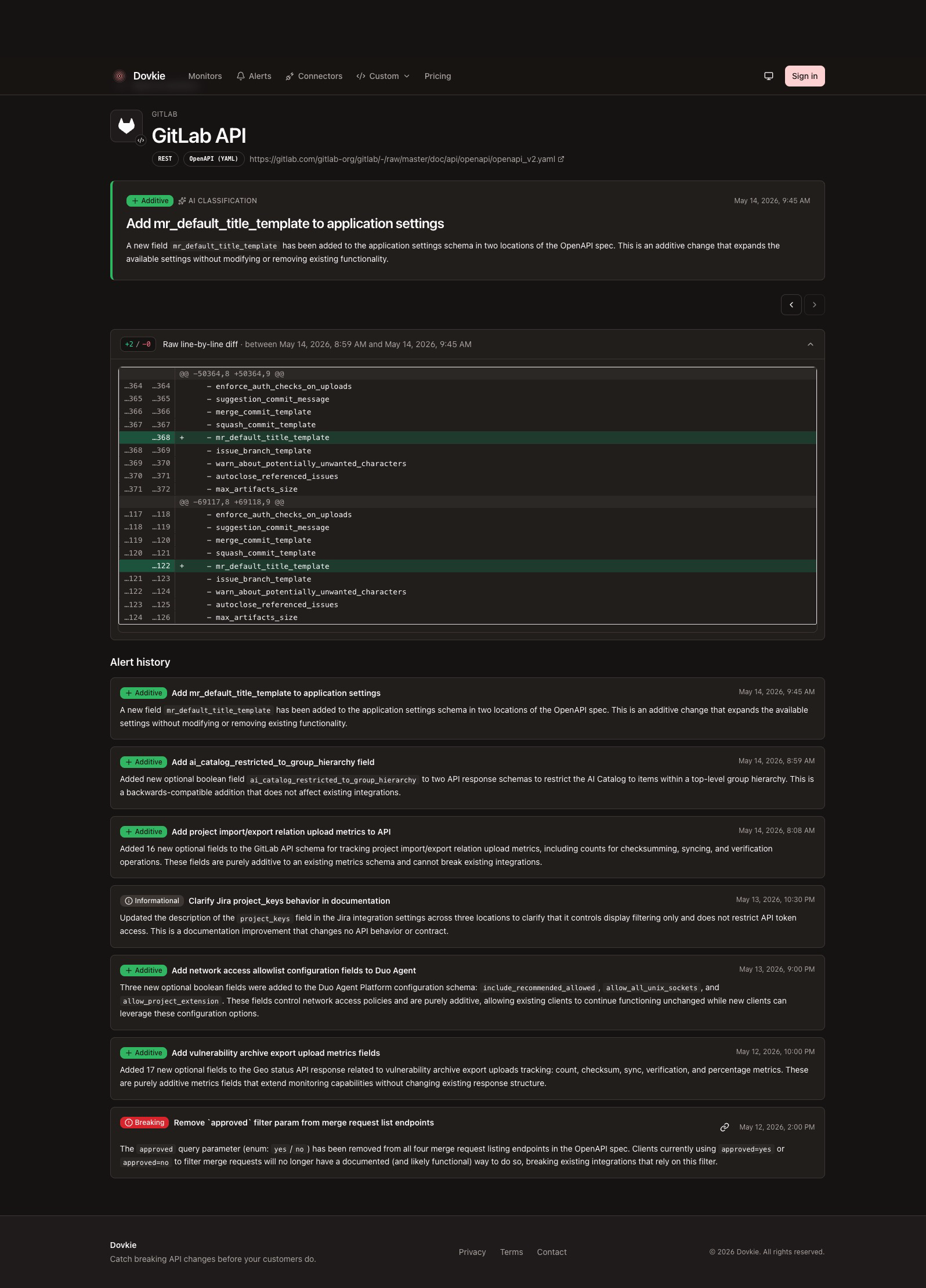 Dovkie - Monitor API and MCP changes gallery image