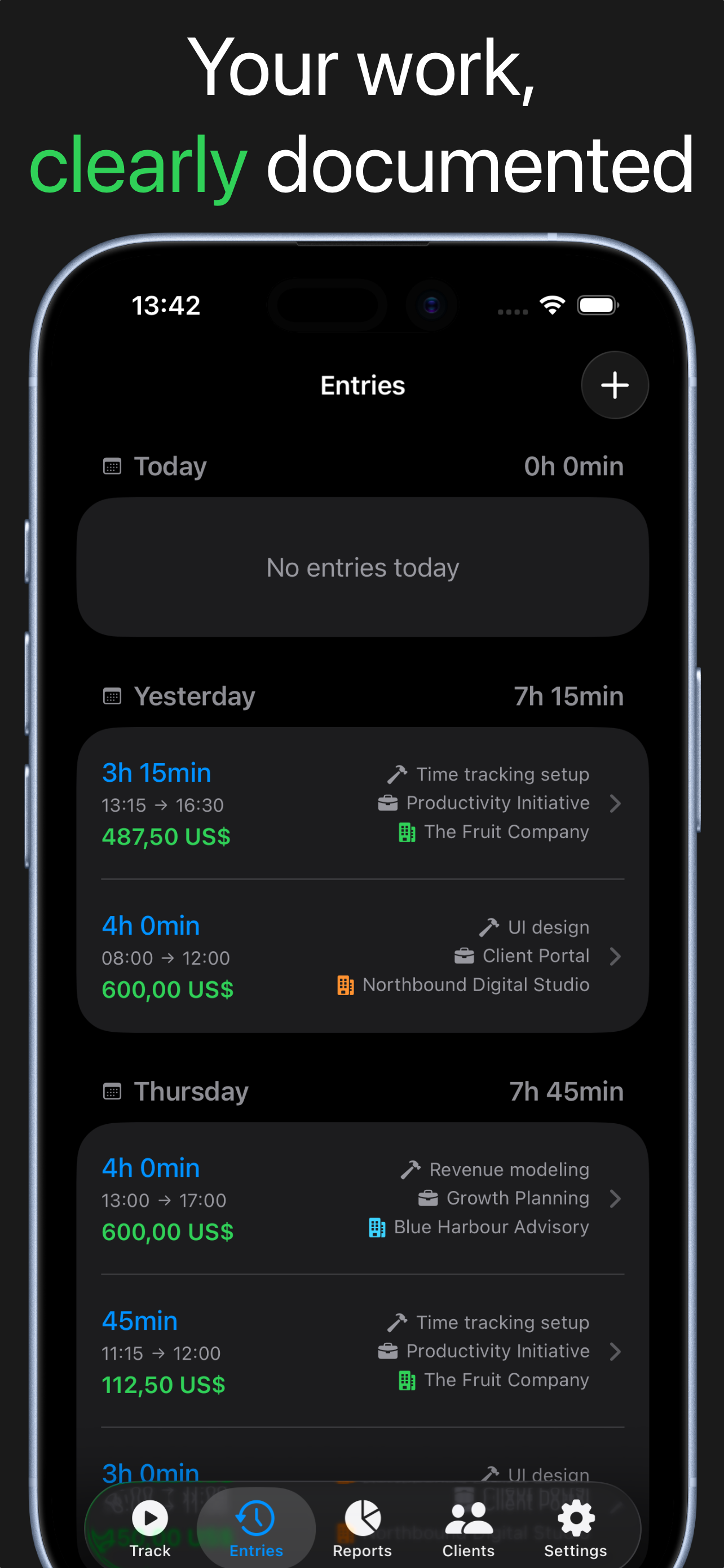 Time Tracker : Hourli - Screenshot 3 showing product features and functionality
