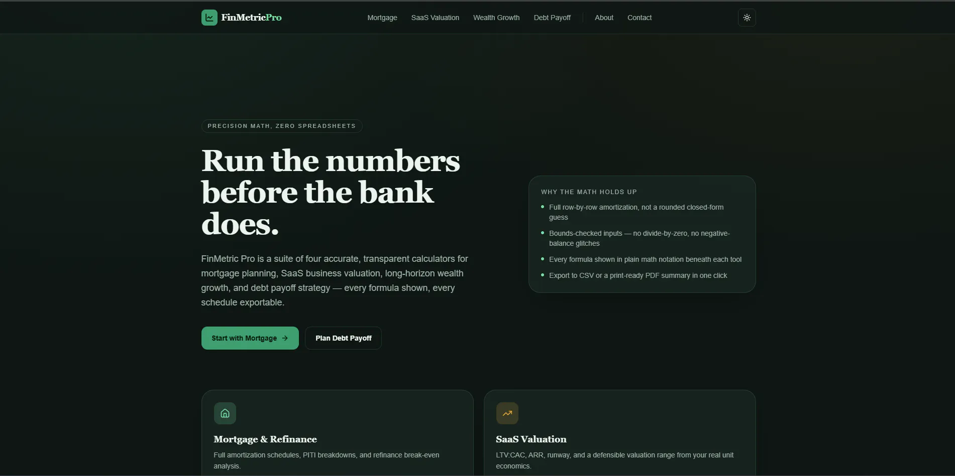 Mortgage, SaaS Valuation, Wealth Calc gallery image