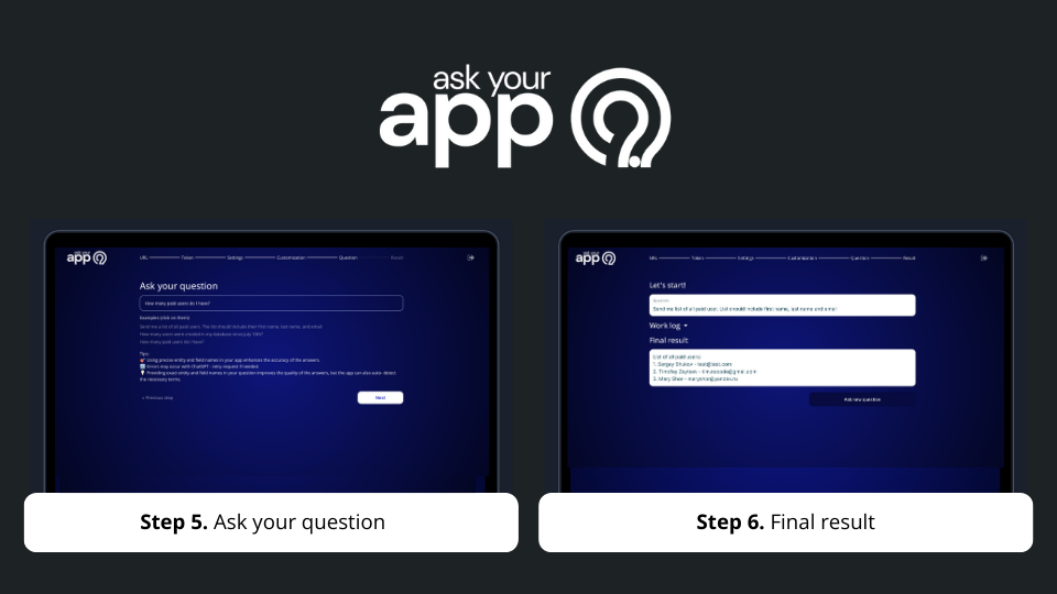 Askyourapp - AI- चालित डेटा क्वेरीज़ आपके बबल के लिए। मीडिया 6