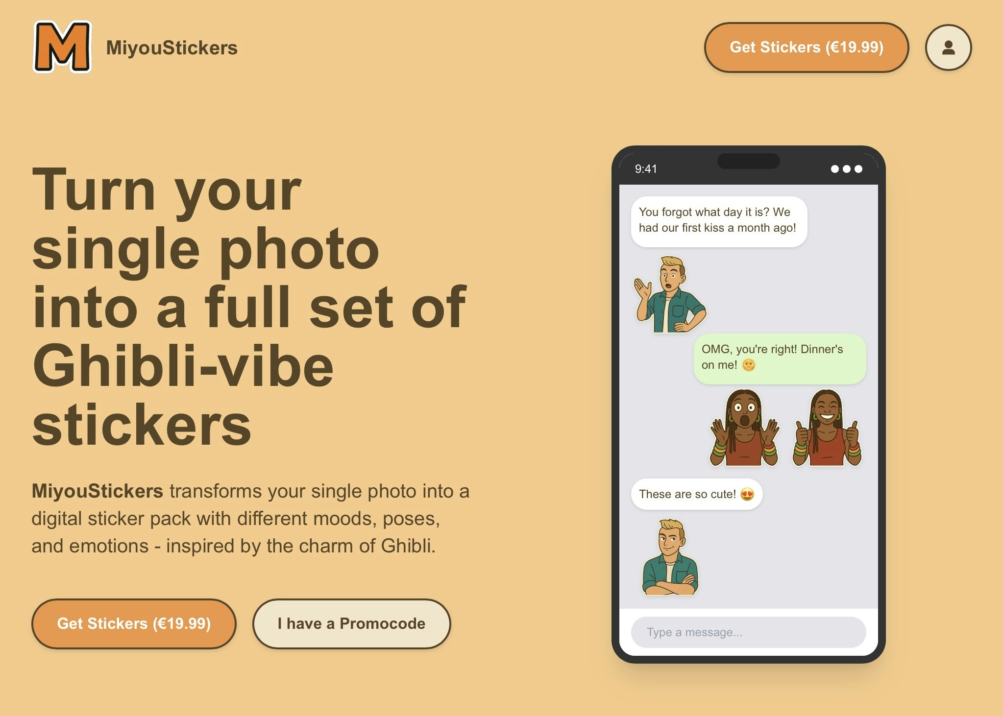 miyoustickers - シングル写真をカスタムデジタルステッカーパックに変えますメディア1