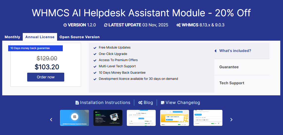 WHMCS AI Helpdesk Assistant Module gallery image