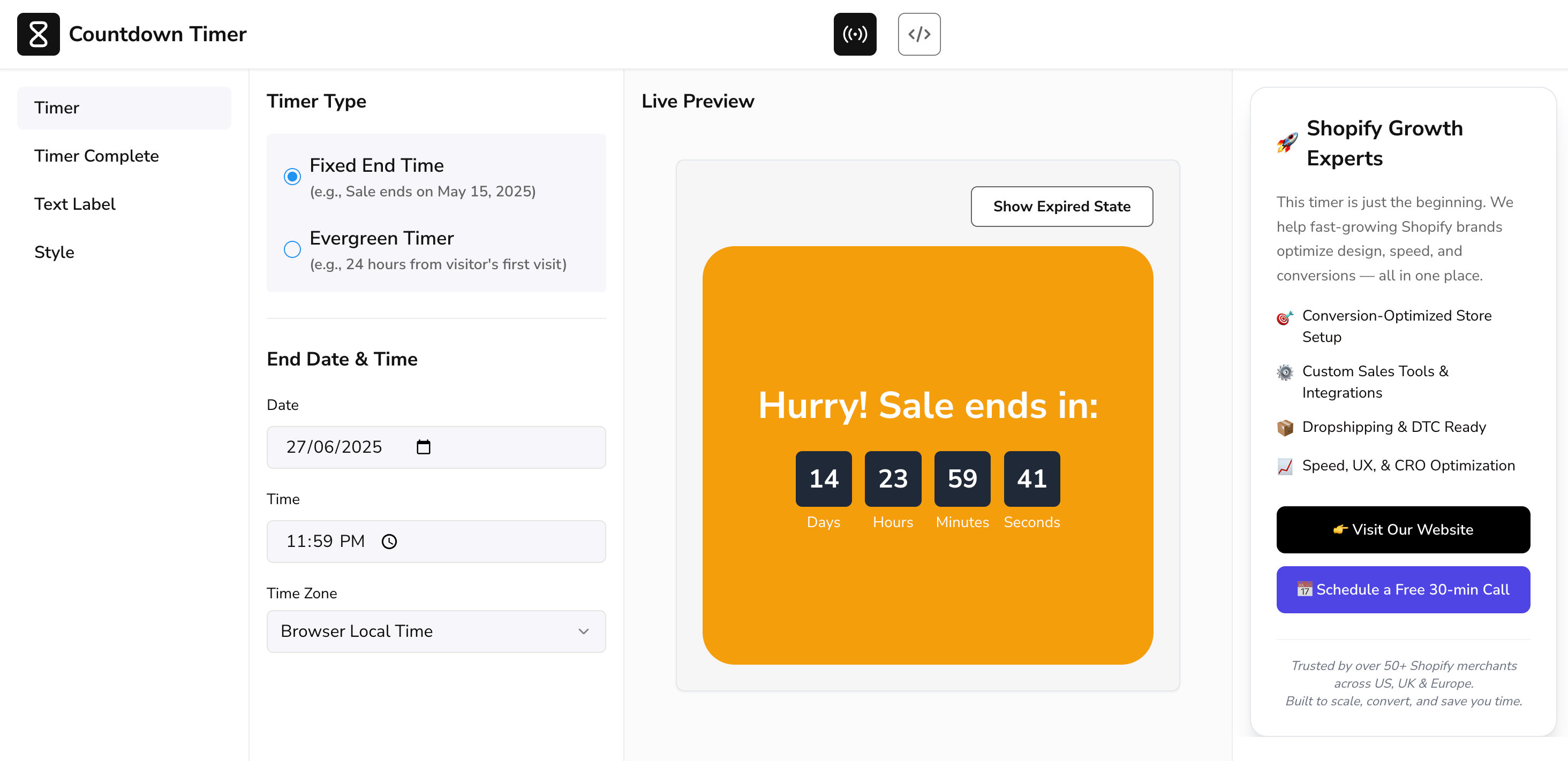 Countdown -Timergenerator - Kostenloser Countdown -Timer für Geschäfte Medien 1