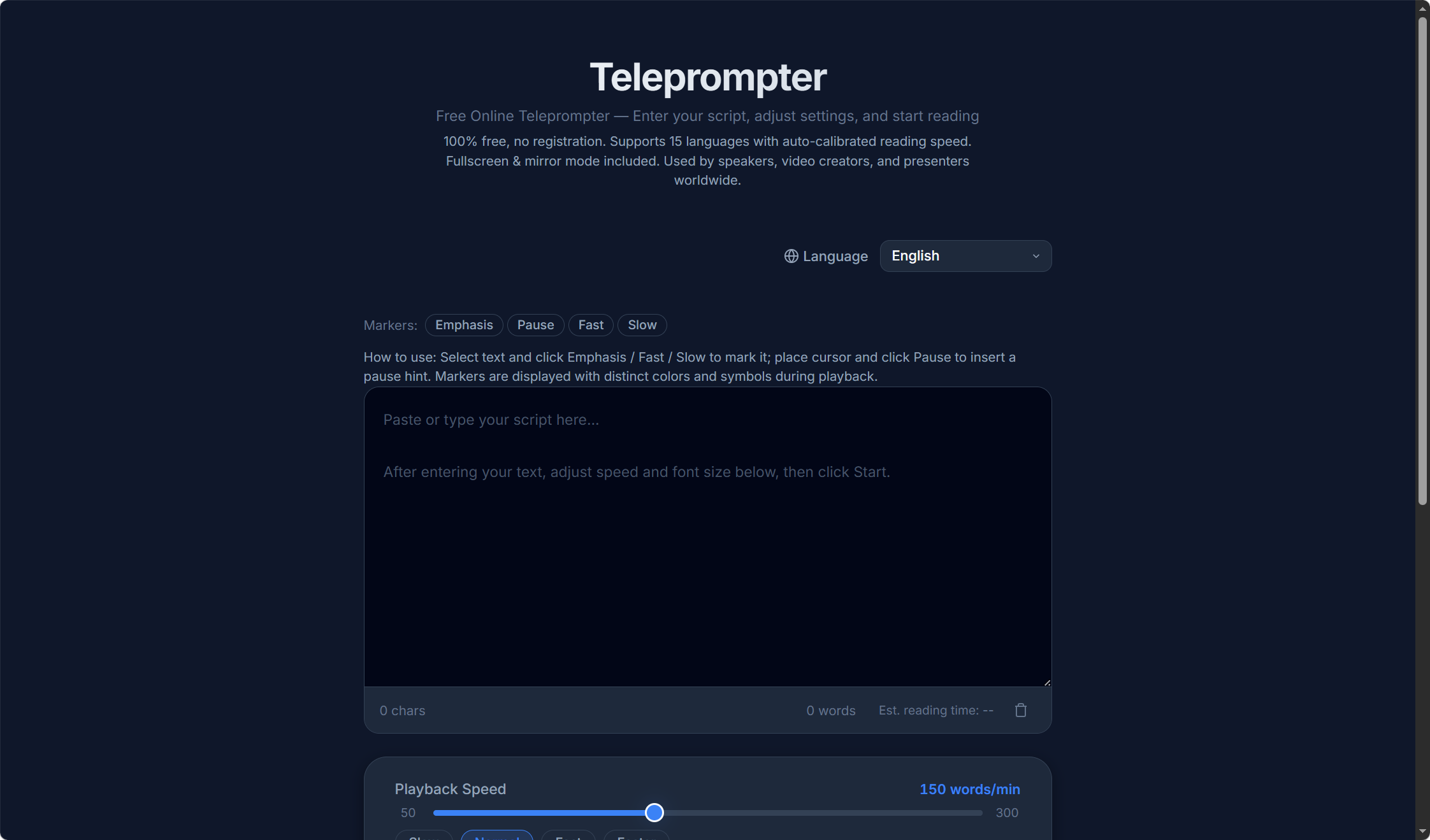 CueCard — Free Online Teleprompter